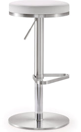 Fano White Performance Vegan Leather and Stainless Steel Adjustable Barstool Model: TOV-K3614